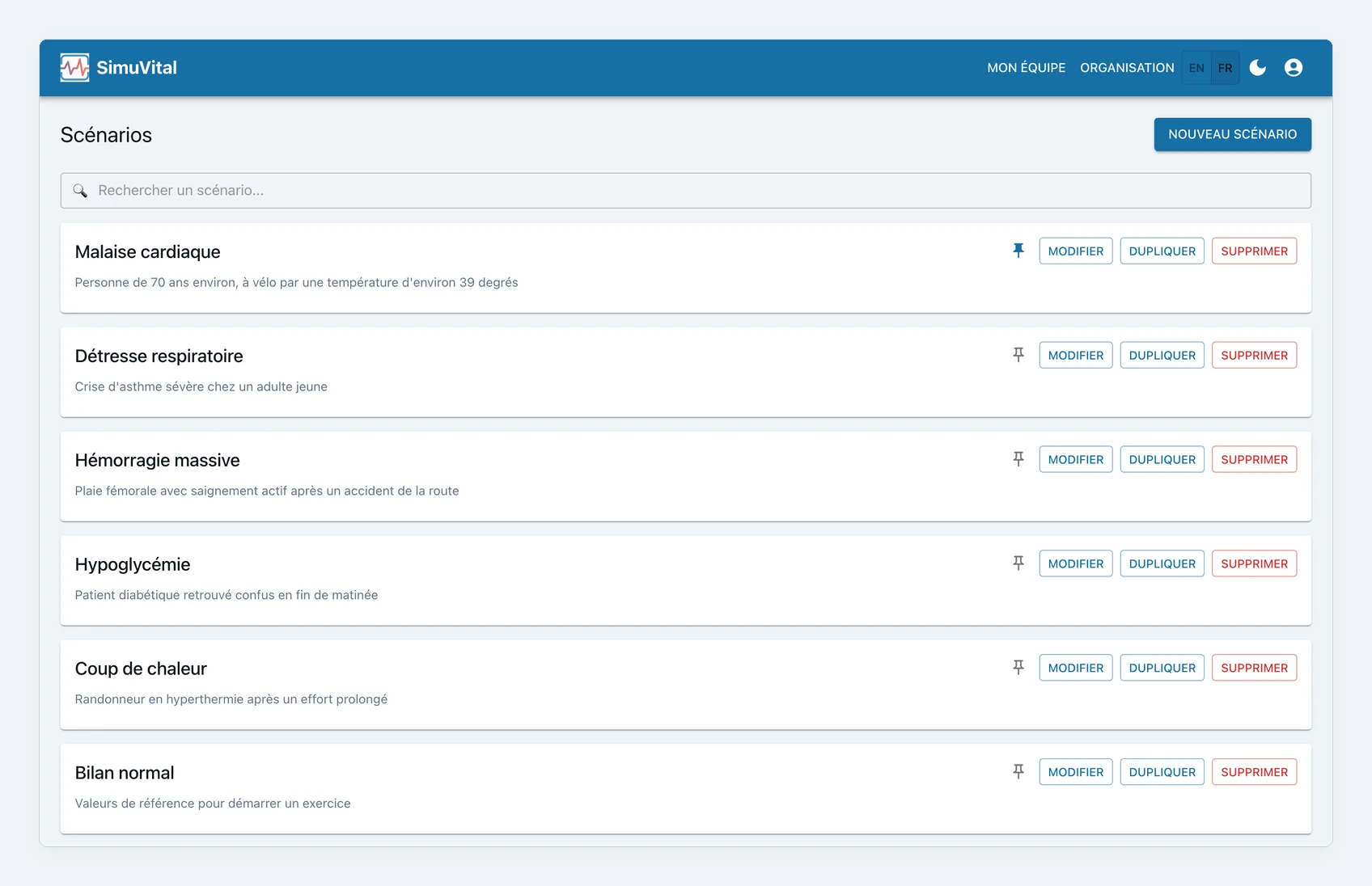 Bibliotheque de scenarios